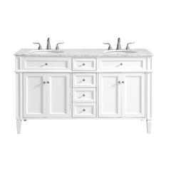 60 In. Double Bathroom Vanity Set In White