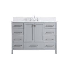 48 inch Single Bathroom Vanity in Gray with Backsplash