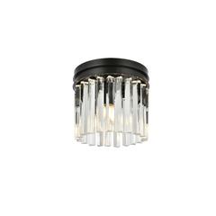 Sydney 3 light Matte Black Flush Mount Clear Royal Cut Crystal