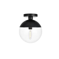 Eclipse 1 Light Black Flush Mount With Clear Glass