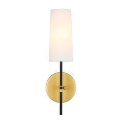 Mel 1 light Brass and Black and White shade wall sconce