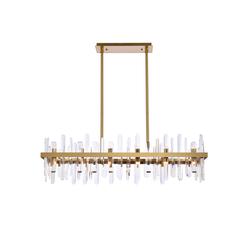 Serena 42 inch crystal rectangle chandelier in satin gold