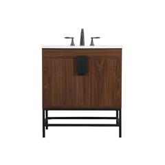 30 inch Single bathroom vanity in walnut