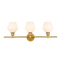 Gene 3 light Brass and Frosted white glass Wall sconce