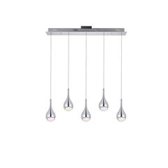 Amherst Collection LED 5-light chandelier 34in x 4in x 9in chrome finish
