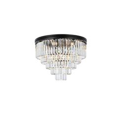 Sydney 17 light Matte Black Flush Mount Clear Royal Cut Crystal