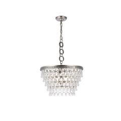 Nordic 5 light antique silver Pendant Clear Royal Cut Crystal