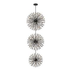 Vera 48 inch three tiers crystal starburst chandelier in black