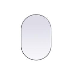 Metal Frame Oval Mirror 20x30 Inch in Silver