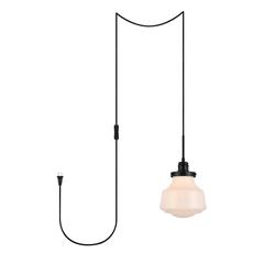 Lyle 1 light Black and frosted white glass plug in pendant