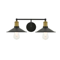 Etude  2 light brass and black Wall Sconce