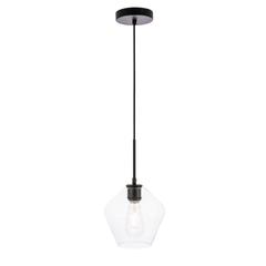 Gene 1 light Black and Clear glass pendant