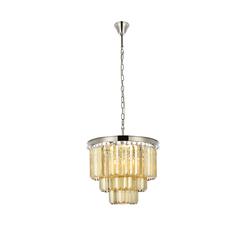 Sydney 9 light polished nickel Chandelier Golden Teak (Smoky) Royal Cut Crystal