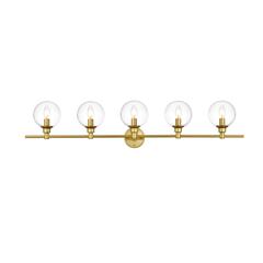 Jaelynn 5 light Brass and Clear Bath Sconce