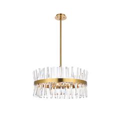 Serephina 25 inch crystal round pendant light in satin gold