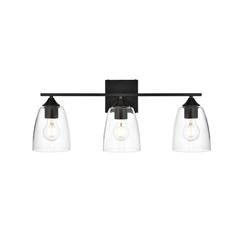 Harris 3 light Black and Clear Bath Sconce