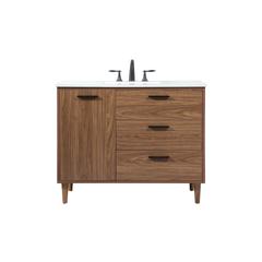 42 inch Single bathroom vanity in walnut brown