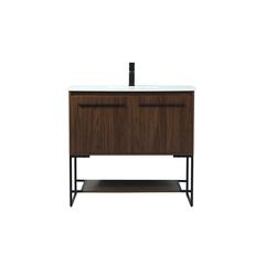 36 inch Single bathroom vanity in walnut
