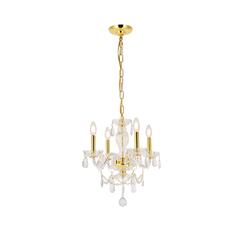 Princeton 4 light Gold Pendant Clear Royal Cut Crystal
