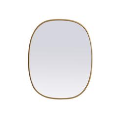 Metal Frame Oval Mirror 24x30 Inch in Brass