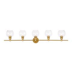 Collier 5 light Brass and Clear glass Wall sconce
