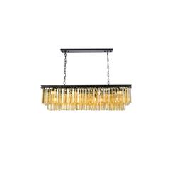 Sydney 12 light Matte Black Chandelier Golden Teak (Smoky) Royal Cut Crystal