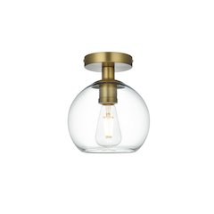 Baxter 8 Inch Flush Mount Clear Shade in Satin Gold