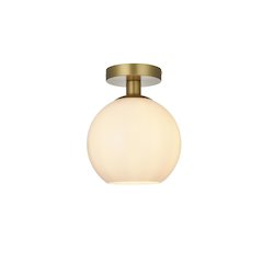 Baxter 8 Inch Flush Mount Frosted White Shade in Satin Gold
