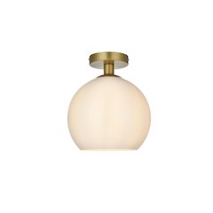 Baxter 10 Inch Flush Mount Frosted White Shade in Satin Gold