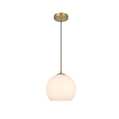 Baxter 10 Inch Pendant Frosted White Shade in Satin Gold