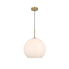 Baxter 14 Inch Pendant Frosted White Shade in Satin Gold