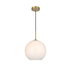 Baxter 12 Inch Pendant Frosted White Shade in Satin Gold