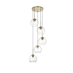 Baxter 18 Inch Pendant Clear Shade in Satin Gold
