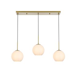 Baxter 36 Inch Pendant Frosted White Shade in Satin Gold