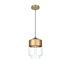 Ashwell 7 Inch Pendant Clear Shade in Satin Gold
