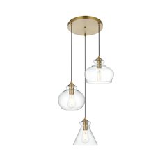 Destry 18.5 Inch Pendant Clear Shade in Satin Gold