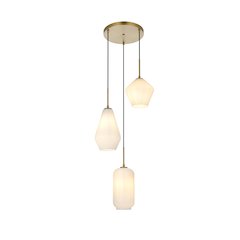 Gene 17.5 Inch Pendant Frosted White in Satin Gold
