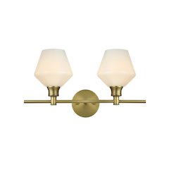 Gene 2 Light Satin Gold and Frosted White Glass Wall Sconce