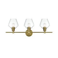 Gene 3 Light Satin Gold and Clear Glass Wall Sconce