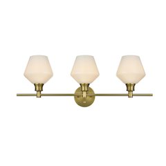 Gene 3 Light Satin Gold and Frosted White Glass Wall Sconce