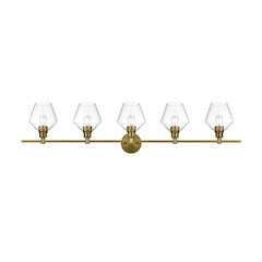 Gene 5 Light Satin Gold and Clear Glass Wall Sconce