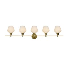 Gene 5 Light Satin Gold and Frosted White Glass Wall Sconce