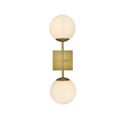 Neri 6 Inch Wall Sconce White Shade in Satin Gold