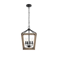 Gage 12 inch Latern Pendant in Brown and Black