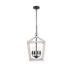 Gage 12 inch Latern Pendant in Weathered White and Black