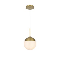 Eclipse 8 Inch Pendant Frosted White Shade in Satin Gold