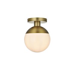 Eclipse 8 Inch Flush Mount Frosted White Shade in Satin Gold