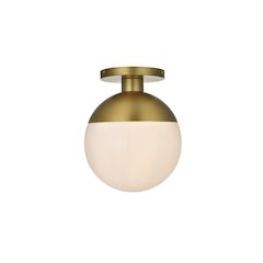 Eclipse 12 Inch Flush Mount Frosted White Shade in Satin Gold