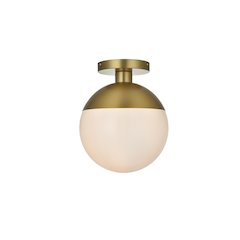 Eclipse 10 Inch Flush Mount Frosted White Shade in Satin Gold