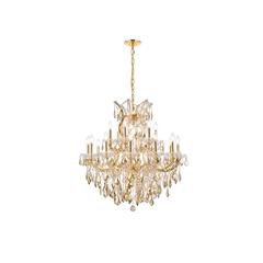 Maria Theresa 19 light Gold Chandelier Golden Teak (Smoky) Royal Cut Crystal